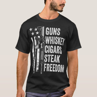 Camiseta Armas Cigarros de Whiskey Steak Freedom - Bandera