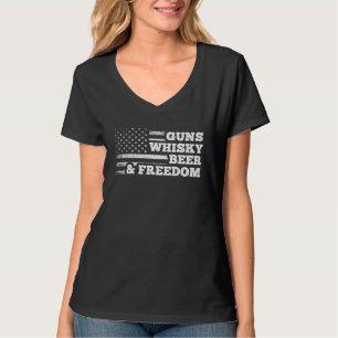 Camiseta Armas Whisky Cerveza Y Bandera Americana De Libert