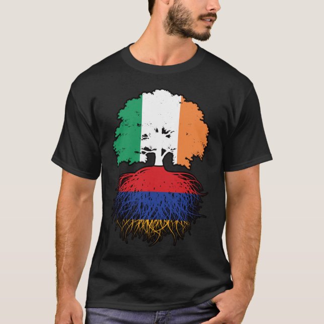 Camiseta Armenia: Bandera de raíces de árboles de Irlanda i (Anverso)