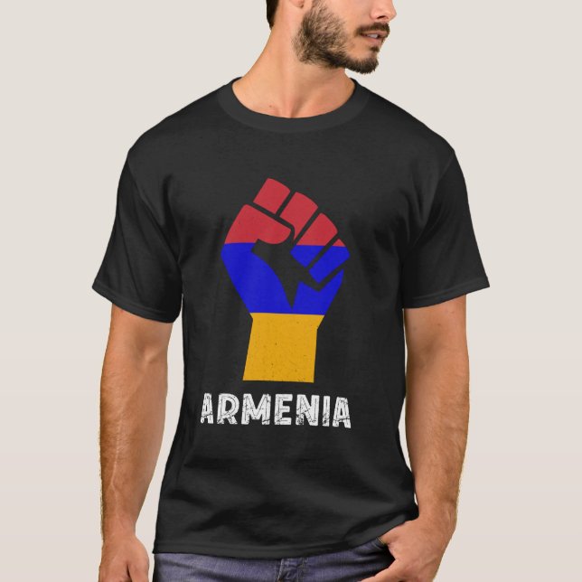 Camiseta Armenia Bandera Poder de orgullo armenio mano de o (Anverso)