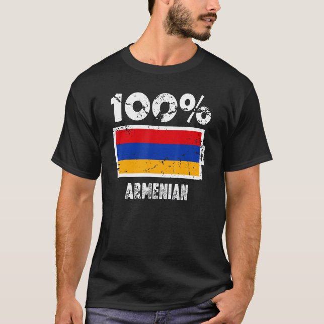 Camiseta Armenia Flag Support 100 Armenian Battery Power (Anverso)