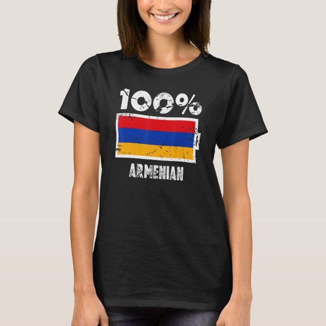 Camiseta Armenia Flag Support 100 Armenian Battery Power (Anverso)