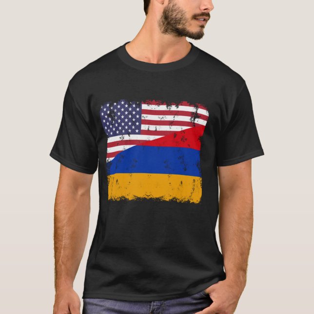 Camiseta Armenia Orgullo Bandera Armenia-Estadounidense Roo (Anverso)