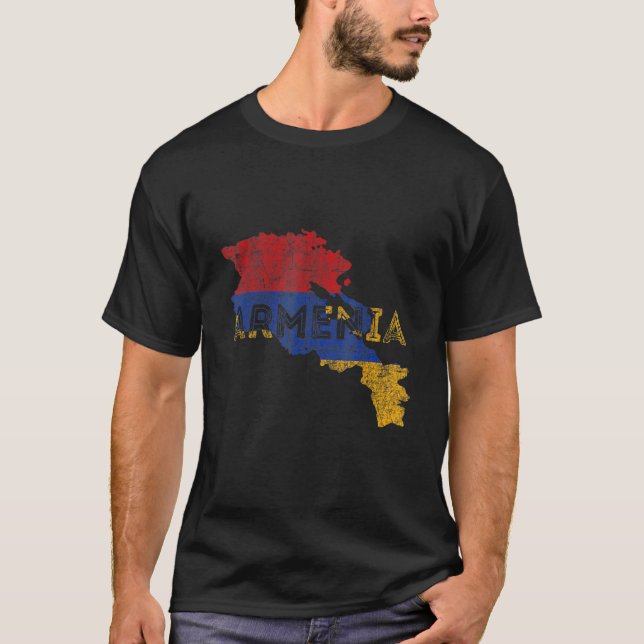 Camiseta Armenian Map and Flag Souvenir   Distressed Armeni (Anverso)