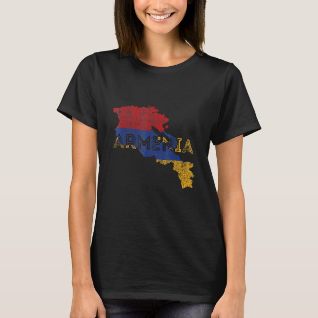 Camiseta Armenian Map and Flag Souvenir   Distressed Armeni (Anverso)