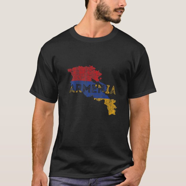 Camiseta Armenian Map and Flag Souvenir  Distressed Armenia (Anverso)