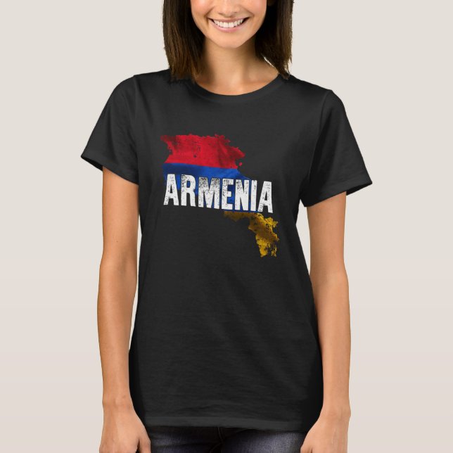 Camiseta Armenian Map and Flag Souvenir  Distressed Armenia (Anverso)