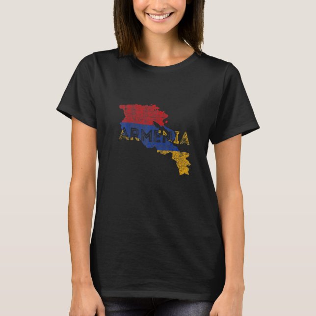 Camiseta Armenian Map and Flag Souvenir  Distressed Armenia (Anverso)