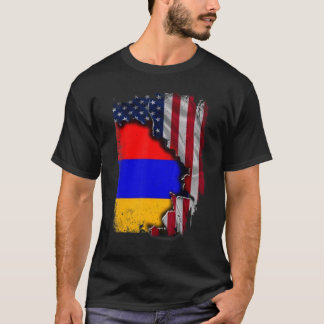 Camiseta Armenian ROOTS Half American Flag Patrioitc Arme