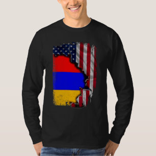 Camiseta Armenio RAÍCES Mitad Bandera Americana Patriótico 