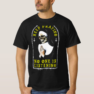 Camiseta Armona de cráneo sigue rezando, nadie escucha cami