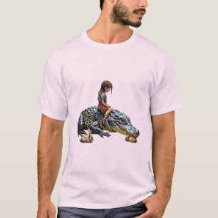 Camiseta Armonía caprichosa: Chica montando un lagarto