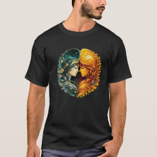 Camiseta Armonía de Sol y Luna Lujo Arte