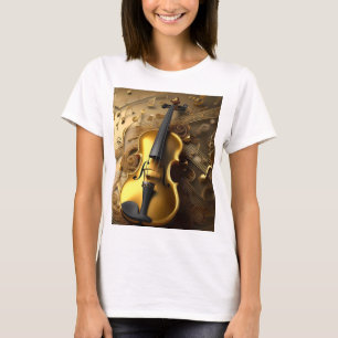 Camiseta Armonía Dorada: Violin vintage en notas brillantes