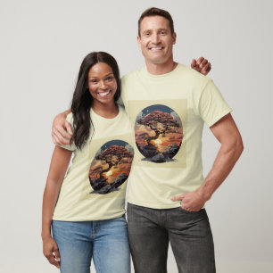 Camiseta Armonía encantadora: Tee mágico Bonsai Sunset