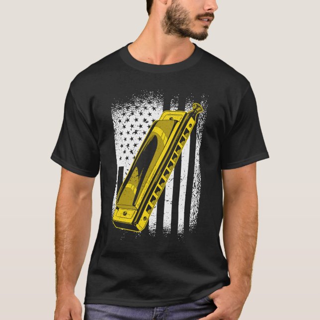 Camiseta Armonicista de la Bandera de Estados Unidos (Anverso)