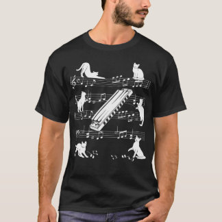 Camiseta Armonicistas Gatos Para Armónica Amantes de Gatos