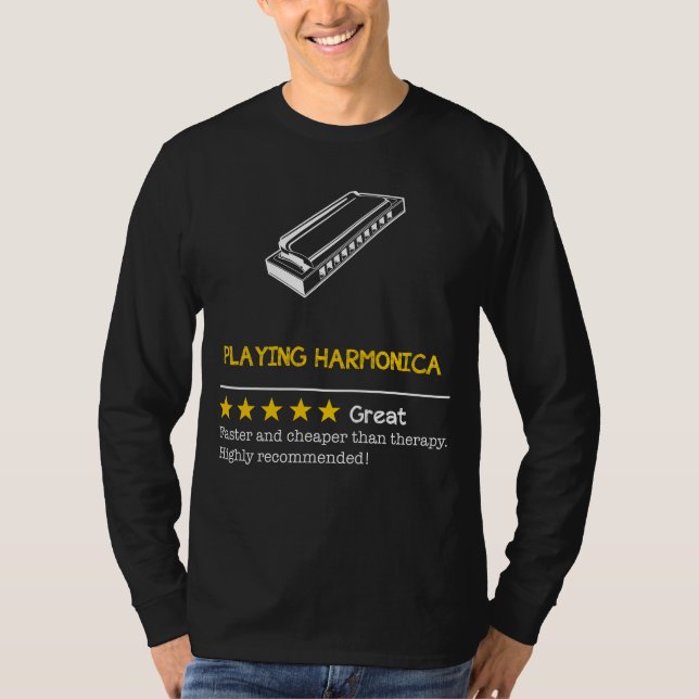 Camiseta Armonizar con el humor: Armonica - más barata, más (Anverso)
