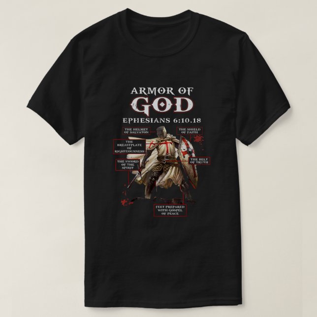 Camiseta Armor De Dios Caballero Templario Para Hombres (Diseño del anverso)