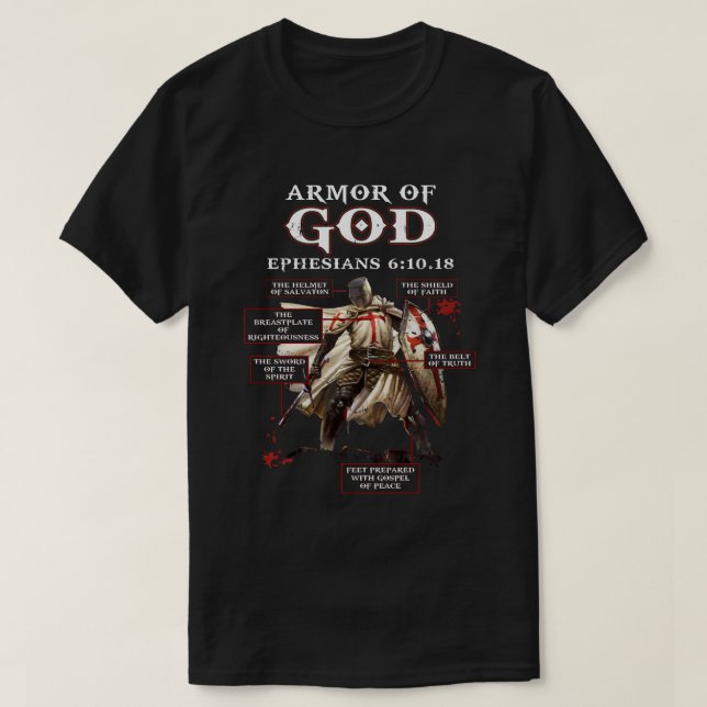 Camiseta Armor De Dios Caballero Templario Para Hombres (Diseño del anverso)