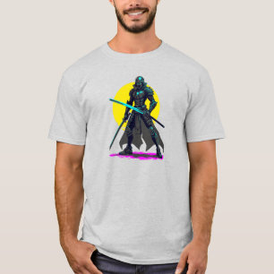Camiseta Armoronamiento cibernético Samurai Neon Warrior Ar