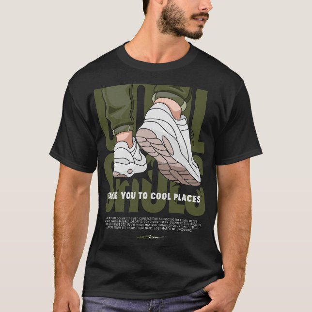 Camiseta Army Green & Black Streetwear Graphic Tee (Anverso)