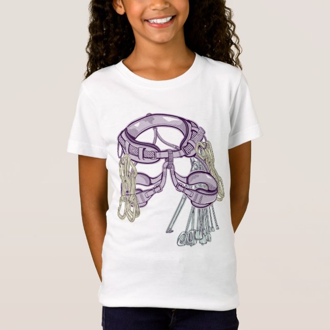Camiseta Arnés y equipo de escalada comercial (Anverso)