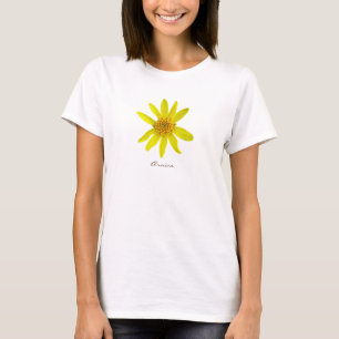 Camiseta Arnica amarilla de flores con texto todos los colo