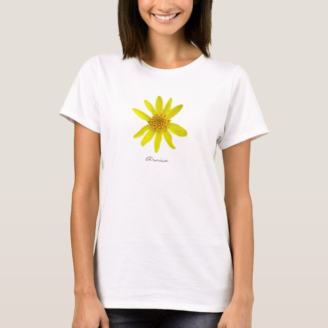 Camiseta Arnica amarilla de flores con texto todos los colo (Anverso)