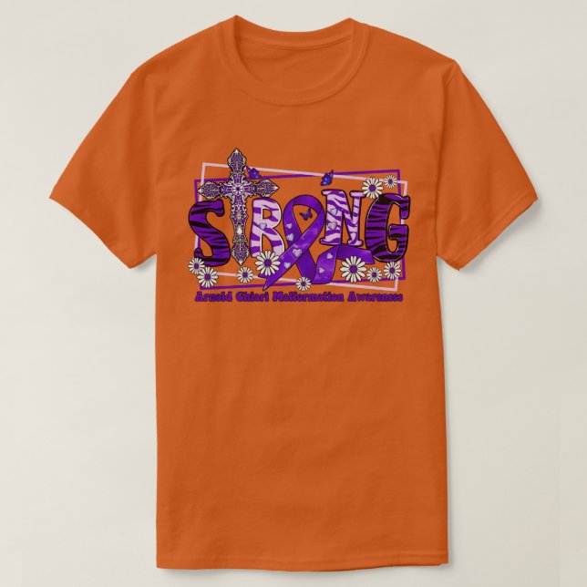 Camiseta Arnold Chiari Malformation Awareness Cross ribbon (Diseño del anverso)