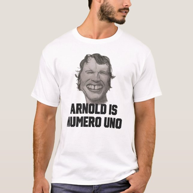 Camiseta "Arnold is Numero Uno" Schwarzenegger Arnie Retro (Anverso)