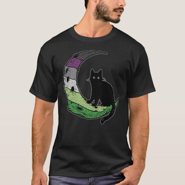 Camiseta Aroace Cat Moon LGBT Gay Asexual Aromantic Pride F (Anverso)