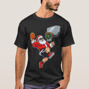 Camiseta Aros de Baloncesto de Navidad con Papá Noel Lanzan