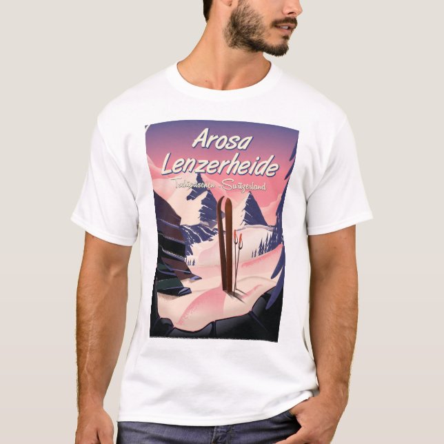 Camiseta Arosa Lenzerheide, poster de esquí de Suiza. (Anverso)