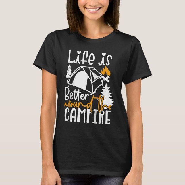 Camiseta Around The Campfire Camping Nature Outdoor Raglan  (Anverso)
