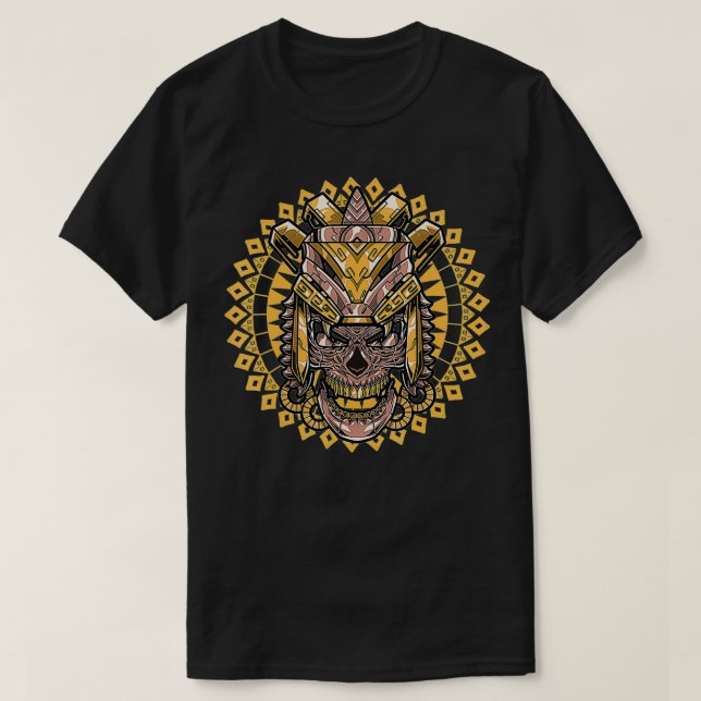Camiseta Arqueología de la Nación de la Máscara Azteca de C (Diseño del anverso)