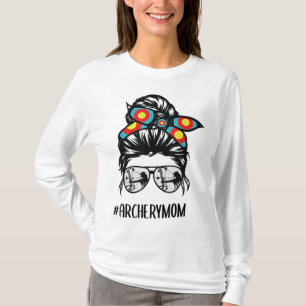 Camiseta arquería mamá vida desordenado gafas de pelo de un