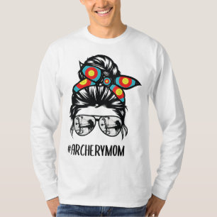 Camiseta arquería mamá vida desordenado gafas de pelo de un
