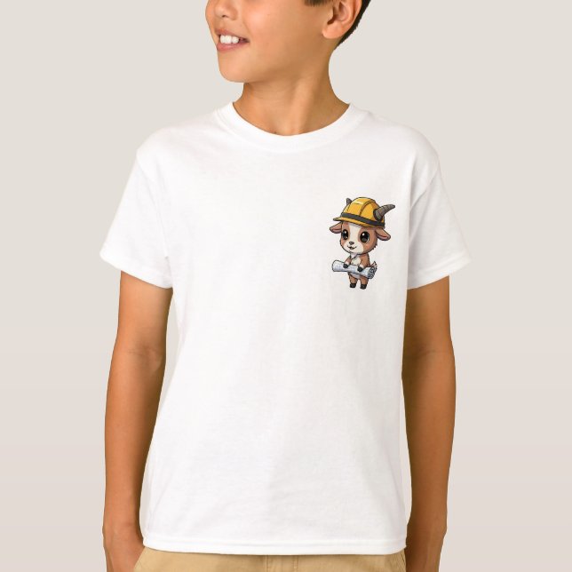 Camiseta Arquitecto Cabra de Construcción Niños (Anverso)
