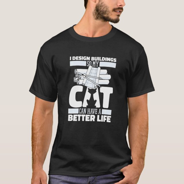 Camiseta Arquitecto Gato Edificios Civil  Casa Arquitectura (Anverso)