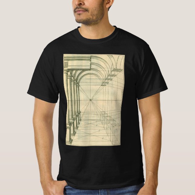 Camiseta Arquitectura antigua, arcos columnas perspectiva (Anverso)