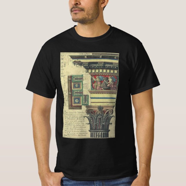 Camiseta Arquitectura antigua, columna con moldura de corni (Anverso)