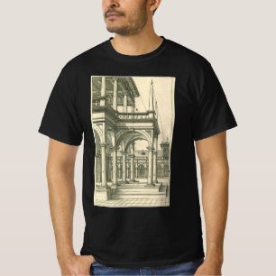Camiseta Arquitectura antigua, patio romano con columnas