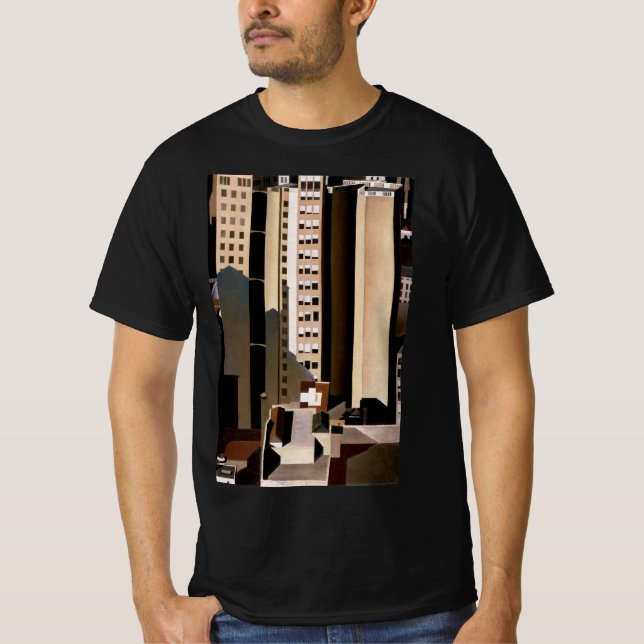 Camiseta Arquitectura de época, rascacielos de Sheeler, 192 (Anverso)