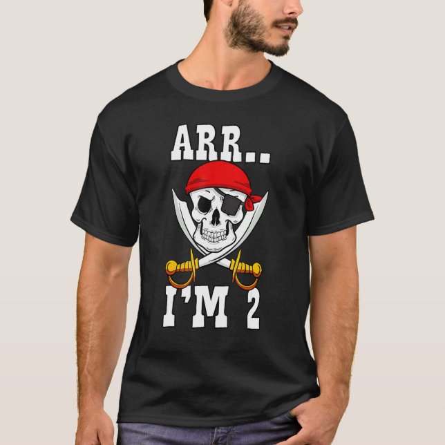 Camiseta Arr I m 2 Pirates Tema 2 cumpleaños Fiesta Boy Ki (Anverso)