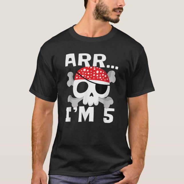 Camiseta ARR I M 5 Años De Edad Pirata Tema 5 Cumpleaños Pa (Anverso)
