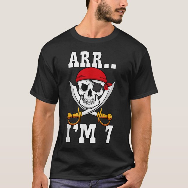 Camiseta Arr.. SOY 7 Fiesta de cumpleaños temática pirata n (Anverso)
