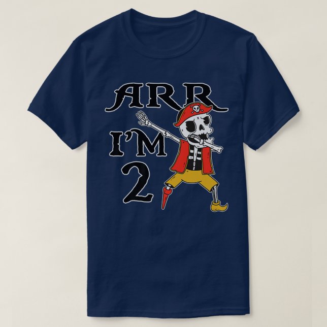 Camiseta ARR Tengo 2 Dabbing Pirate Skeleton Cumpleaños Dos (Diseño del anverso)
