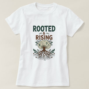 Camiseta Arraigada y Ascendiendo - Arte de Línea Botánica A