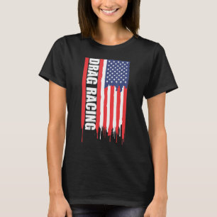 Camiseta Arrastrar Carreras Bandera Usa Muscle Car Dragster